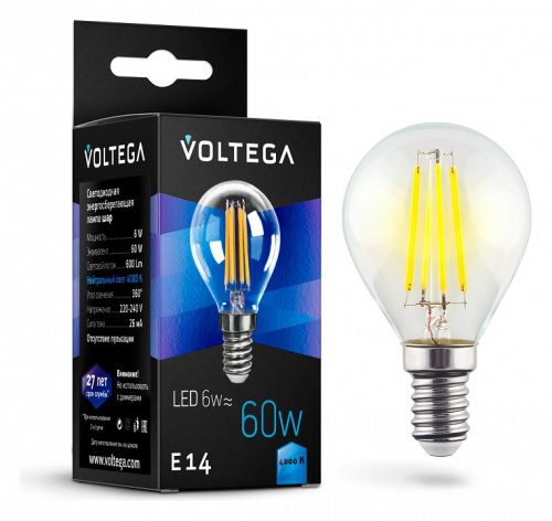 Лампа светодиодная Voltega 7022 Crystal VG10-G1E14cold6W-F E14 6Вт 4000K