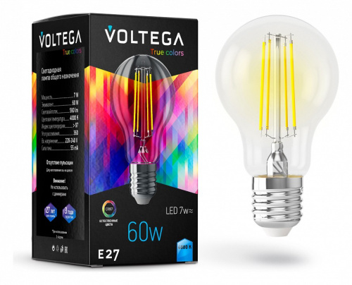 Лампа светодиодная Voltega 7155 True colors VG10-A60E27cold7W-FHR E27 7Вт 4000K CRI97