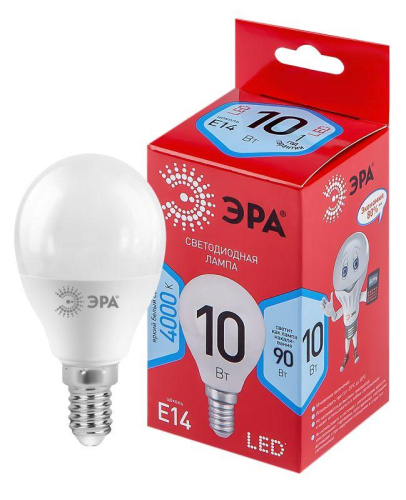 Лампа светодиодная RED LINE LED P45-10W-840-E14 R 10Вт P45 шар 4000К нейтр. бел. E14 Эра Б0050233 фото 2
