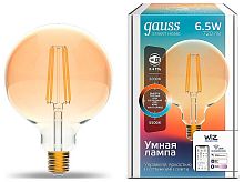 Лампа светодиодная Gauss Smart Home 1340112 Golden E27 6.5W 2000-6500K G95  управление со смартфона