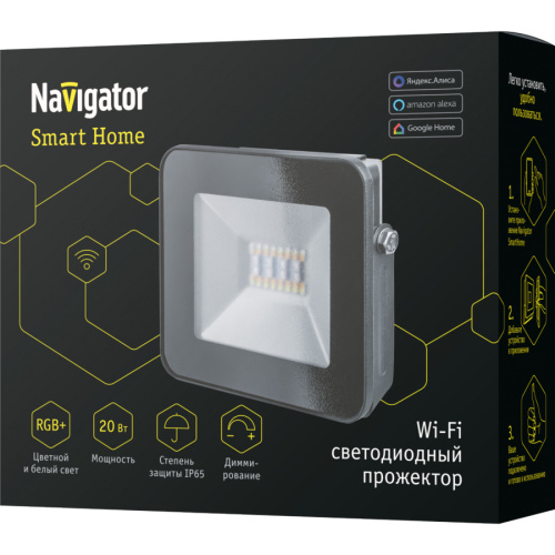 Умный прожектор Navigator 14 559 NFL-20-RGBWWW-BL-WIFI-IP65-LED фото 2