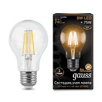 Лампа светодиодная Gauss 102802108 LED Filament A60 E27 8W 2700К