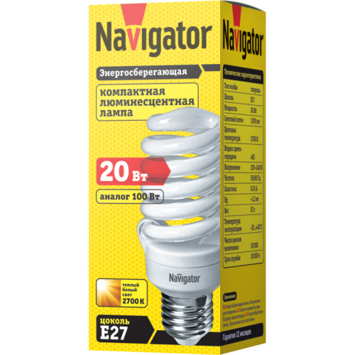 Лампа люминесцентная Navigator 94 294 NCL-SF10-20-827-E27 фото 2