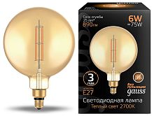 Лампа светодиодная Gauss 154802118 Vintage Filament Straight E27 6Вт 2700K G200 Amber