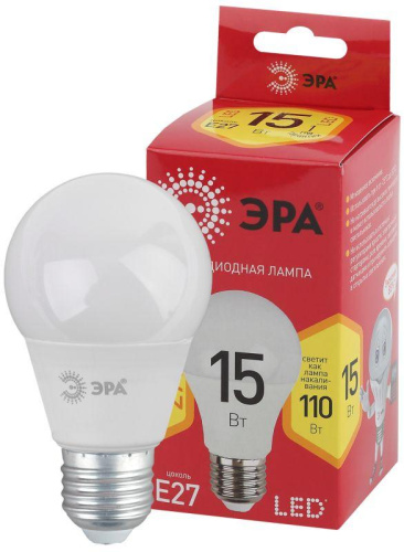 Лампа светодиодная RED LINE LED A60-15W-827-E27 R 15вт A60 груша 2700К тепл. бел. E27 Эра Б0046355 фото 2