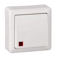 Выключатель 1-кл. ОП Хит 6А IP20 250В с подсветкой бел. SE VA16-137-B