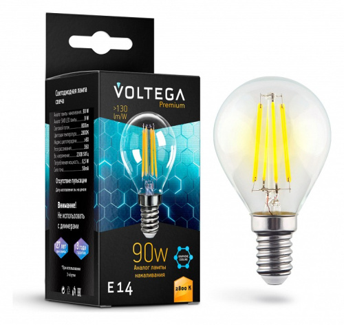 Лампа светодиодная Voltega 7136 Premium VG10-G45E14warm9W-F E14 9Вт 2800K
