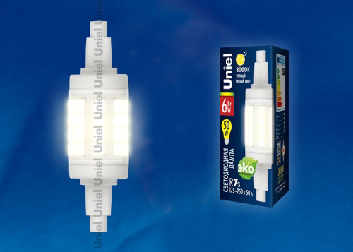 Лампа светодиодная Uniel LED-J78 R7s 6Вт 3000K LED-J78-6W/WW/R7s/CL PLZ06WH картон