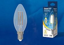 Лампа светодиодная Uniel  E14 9Вт 3000K LED-C35-9W/3000K/E14/CL/DIM GLA01TR картон
