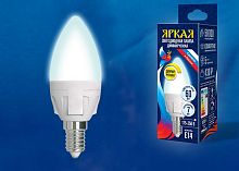 Лампа светодиодная Uniel Яркая Dim E14 7Вт 4000K LED-C37 7W/4000K/E14/FR/DIM PLP01WH картон
