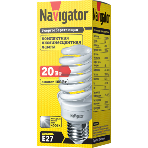 Лампа люминесцентная Navigator 94 295 NCL-SF10-20-840-E27 фото 2