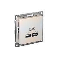 Розетка USB AtlasDesign тип A+C 45Вт QC PD высокоскор. ЗУ механизм жемчуж. SE ATN000429