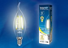 Лампа светодиодная Uniel Air E14 6Вт 3000K LED-CW35-6W/WW/E14/CL GLA01TR картон