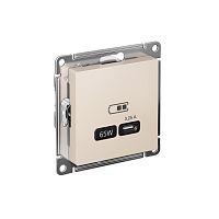 Розетка USB AtlasDesign тип C 65Вт QC PD высокоскор. ЗУ механизм беж. SE ATN000227