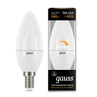 Лампа светодиодная Gauss 103101107-D LED Candle-dim E14 7W 3000К диммируемая