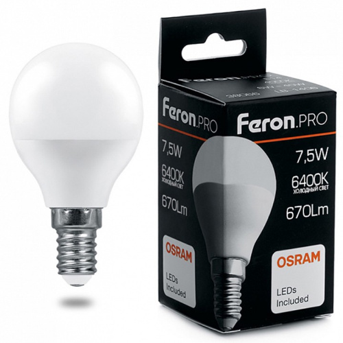 Лампа светодиодная Feron.PRO 38073 LB-1407 E14 7.5Вт 6400K