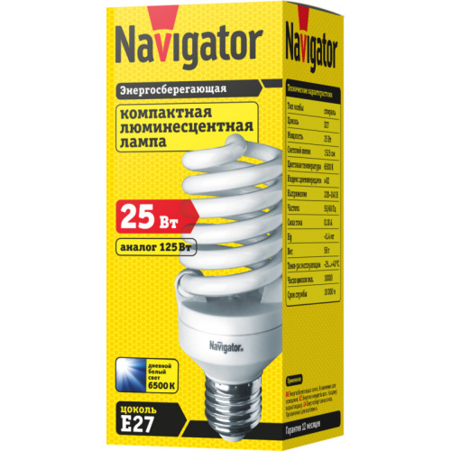 Лампа люминесцентная Navigator 94 053 NCL-SF10-25-860-E27 фото 2