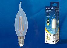 Лампа светодиодная Uniel  E14 9Вт 3000K LED-CW35-9W/3000K/E14/CL/DIM GLA01TR картон