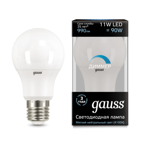 Светодиодная лампа Gauss 102502211-D LED A60-dim E27 11W 4100К диммируемая