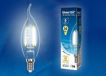 Лампа светодиодная Uniel Air E14 6Вт 4000K LED-CW35-6W/NW/E14/CL GLA01TR картон