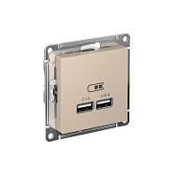 Розетка USB AtlasDesign тип A+A 5В/2.1А 2х5В/1.05А механизм песочн. SE ATN001233