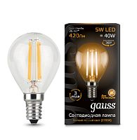 Лампа светодиодная Gauss 105801105 LED Filament Globe E14 5W 2700K