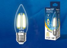Лампа светодиодная Uniel  E27 9Вт 3000K LED-C35-9W/3000K/E27/CL/DIM GLA01TR картон
