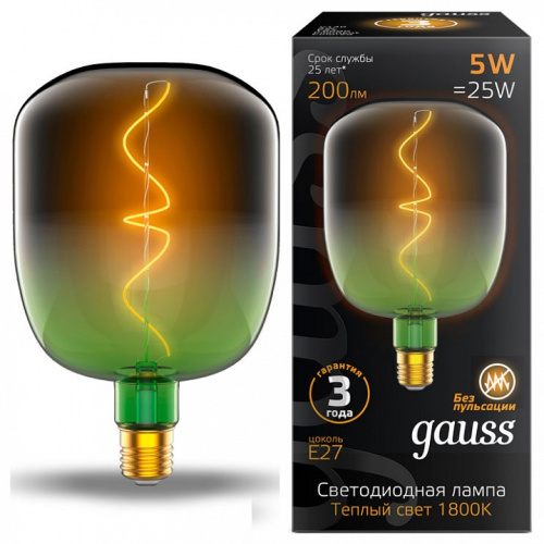 Лампа светодиодная Gauss 1009802105 Filament Flexible Green-Clear E27 5Вт 1800K