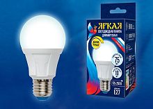 Лампа светодиодная Uniel Яркая Dim E27 10Вт 4000K LED-A60 10W/4000K/E27/FR/DIM PLP01WH картон