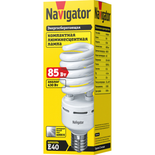 Лампа люминесцентная Navigator 94 080 NCL-SH-85-840-E40 фото 2