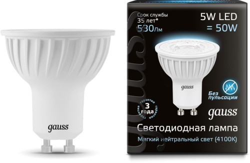Светодиодная лампа GAUSS 101506205 GU10 5W(50W) 4100K AC220-240V MR16