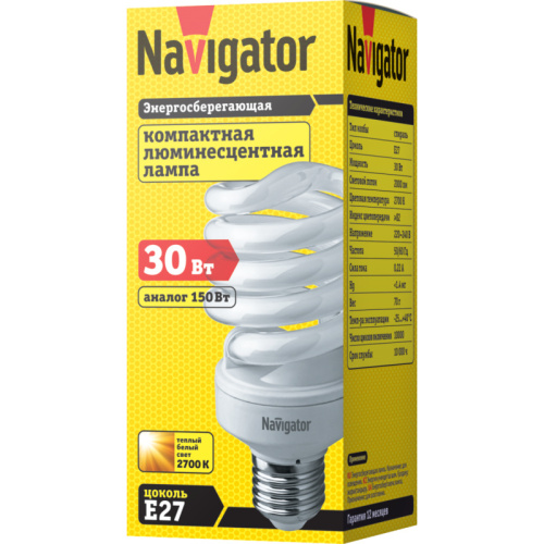 Лампа люминесцентная Navigator 94 055 NCL-SF10-30-827-E27 фото 2