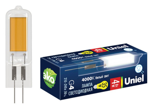 Лампа светодиодная Uniel  G4 6Вт 4000K LED-JC-220/6W/4000K/G4/CL GLZ08TR картон