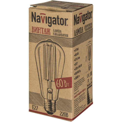 Лампа дизайнерская Navigator 71 957 NI-V-ST64-SC17-60-230-E27-CLG фото 2