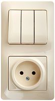 Блок комбинированный GLOSSA розетка+ выкл. 3-кл. беж. SE GSL000276