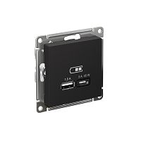 Розетка USB AtlasDesign тип A+C 45Вт QC PD высокоскор. ЗУ механизм карбон SE ATN001029